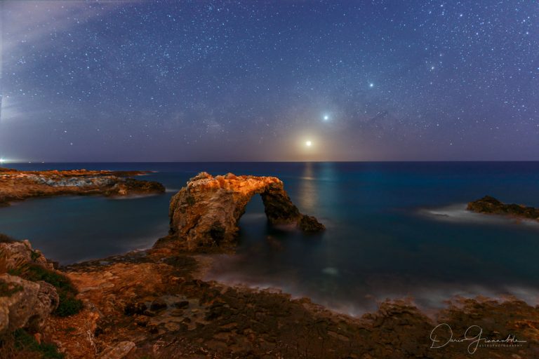 Celestial Alignment over Sicilian Shore