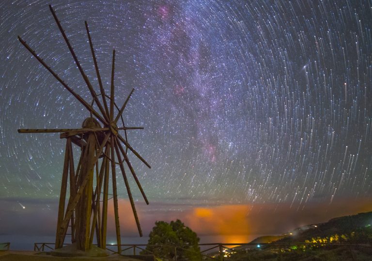 风车与星像迹线