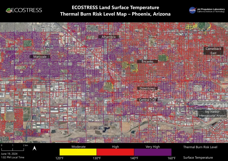 NASA的ECOSTRESS绘制凤凰城街道的火灾风险地图