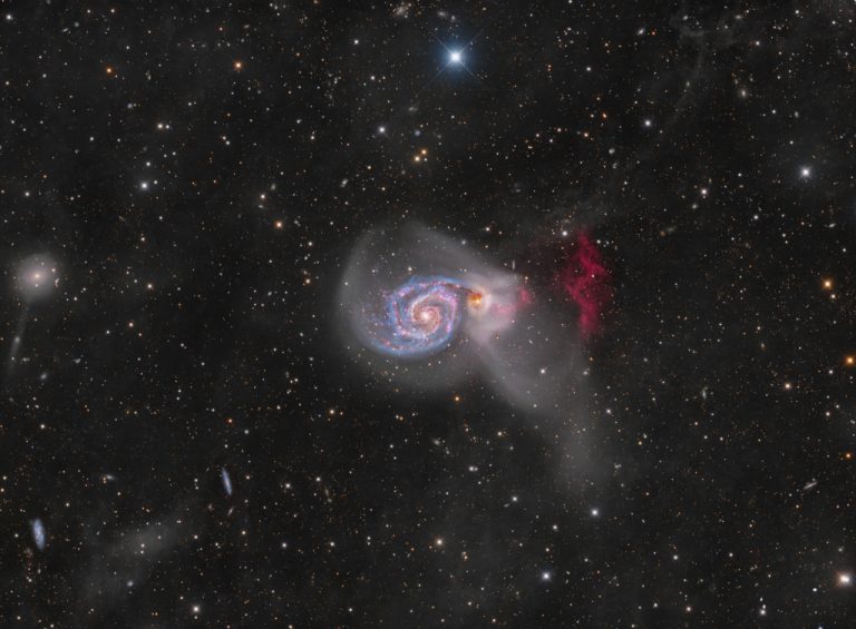 M51: 潮汐流与氢α峭壁